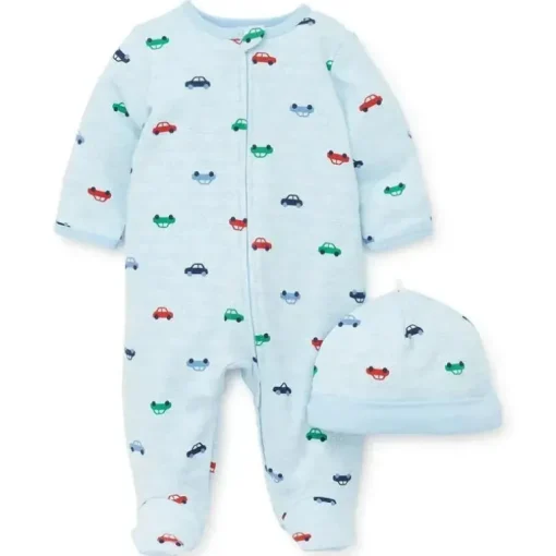Little Me - Footie de carros coloridos, azul