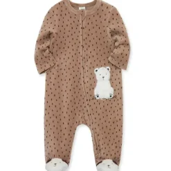 Little Me - Fuzzy Bear Footie, Marrom