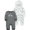 Little Me - Macacão Dinos 2 Pc, Cinza Heather