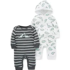 Little Me - Macacão Dinos 2 Pc, Cinza Heather