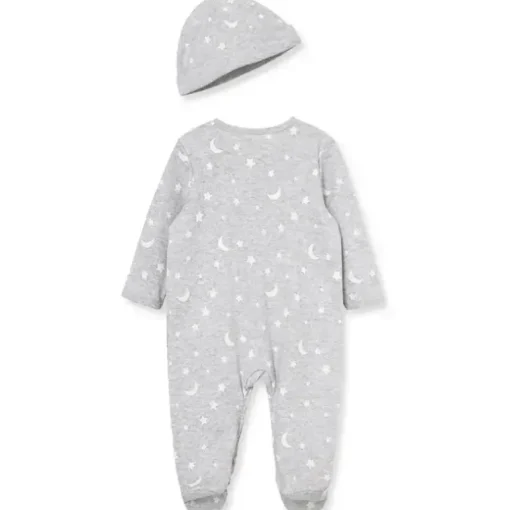 Little Me - Moon &amp; Stars Footie, cinza