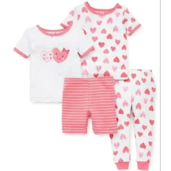 Little Me - Pijama de algodão 4 peças de corações, cinza urze