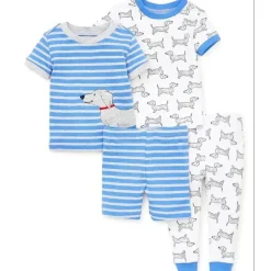 Little Me - Pijama de algodão 4 peças para cachorro, azul multi