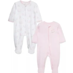 Little Me - 2Pk Baby Footies Cuddly Pink