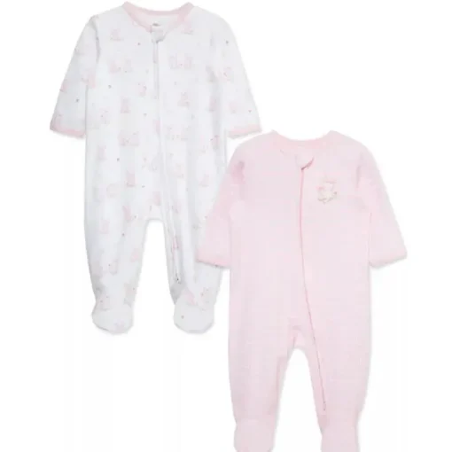 Little Me - 2Pk Baby Footies Cuddly Pink