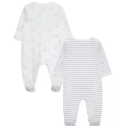 Little Me - 2Pk Baby Footies Ducks White