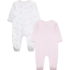 Little Me - 2Pk Baby Footies Cuddly Pink