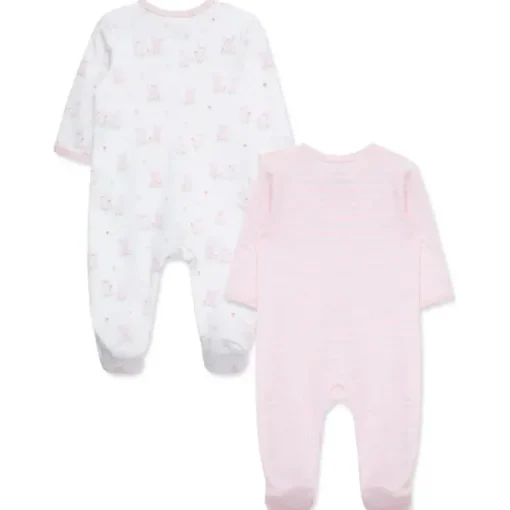 Little Me - 2Pk Baby Footies Cuddly Pink