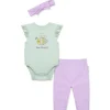 Little Me - 3Pk Baby Girl Bee Happy Bodysuit & Pant Set