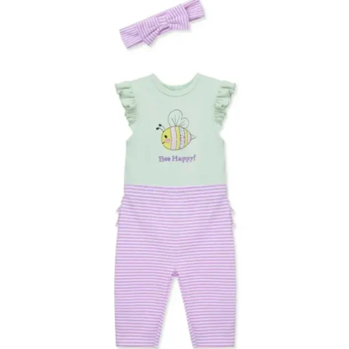 Little Me - 3Pk Baby Girl Bee Happy Bodysuit & Pant Set