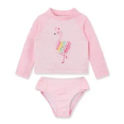 Little Me - 2Pk Baby Girl Flamingo Manga Longa Rashguard Rosa