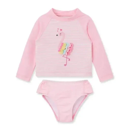 Little Me - 2Pk Baby Girl Flamingo Manga Longa Rashguard Rosa
