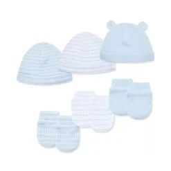 Little Me - 6Pk Baby Snuggly Hat and Mitten Set