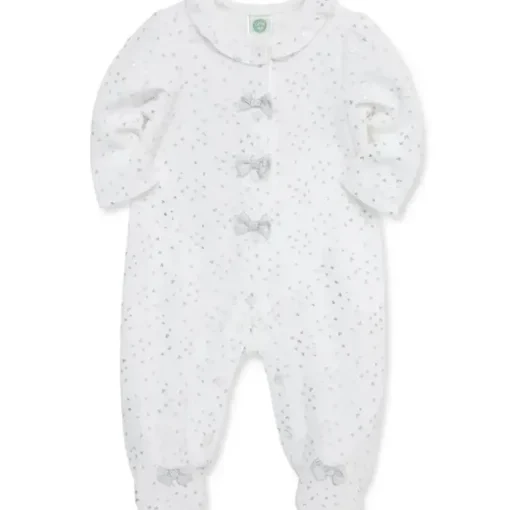Little Me - Silver Hearts Footie, Marfim