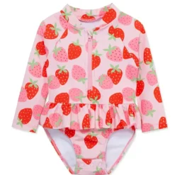 Little Me - Strawberry 1-Piece Rashguard Swimsuit, Rose