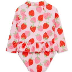Little Me - Strawberry 1-Piece Rashguard Swimsuit, Rose