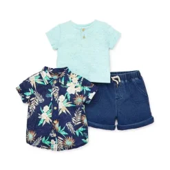 Little Me - Tropics 3 conjunto curto, azul
