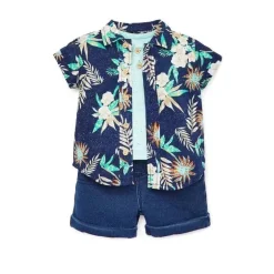 Little Me - Tropics 3 conjunto curto, azul