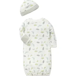 Little Me - Vestido e Chapéu de Dinos Pequenos, Estampa Branca, 0/3M