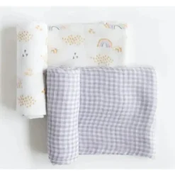 Little Unicorn - 2Pk Deluxe Musseline Swaddle, Rainbow Gingham