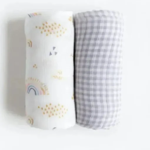Little Unicorn - 2Pk Deluxe Musseline Swaddle, Rainbow Gingham