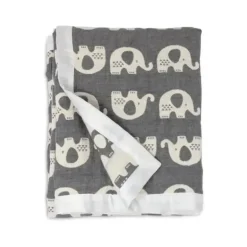 Living Textiles - Cobertor jacquard de musselina de algodão elefante cinza