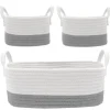 Living Textiles - Conjunto de armazenamento de corda de algodão 3Pk, cinza/branco