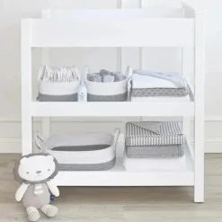 Living Textiles - Conjunto de armazenamento de corda de algodão 3Pk, cinza/branco