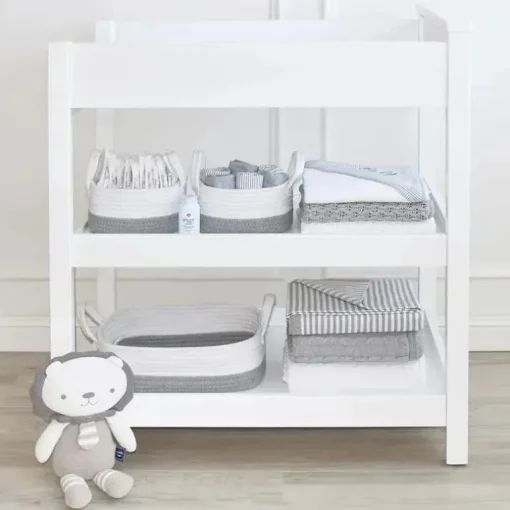 Living Textiles - Conjunto de armazenamento de corda de algodão 3Pk, cinza/branco
