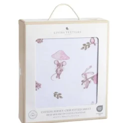 Living Textiles - Cotton Jersey Fitted Sheet, Mushroom House