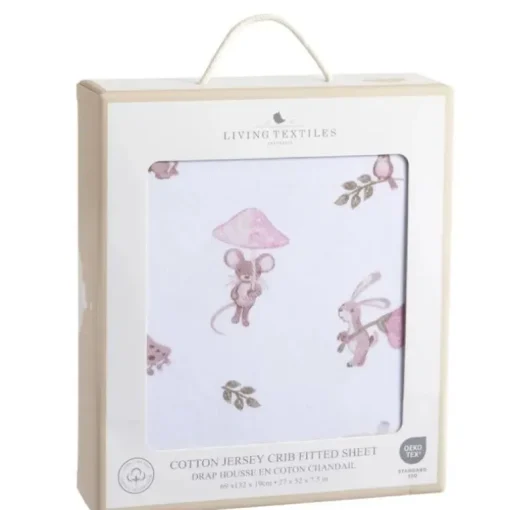 Living Textiles - Cotton Jersey Fitted Sheet, Mushroom House