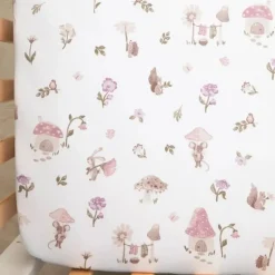 Living Textiles - Cotton Jersey Fitted Sheet, Mushroom House