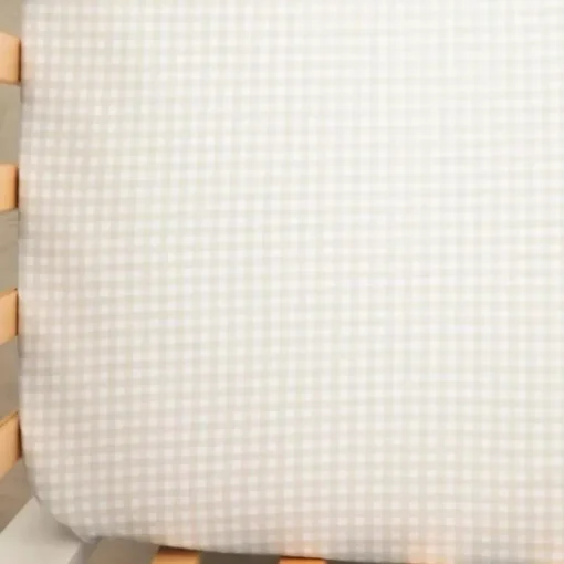 Living Textiles - Cotton Jersey Fitted Sheet, Cream Gingham