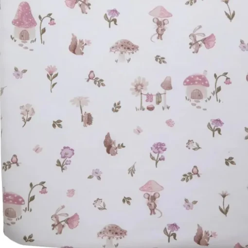 Living Textiles - Cotton Jersey Fitted Sheet, Mushroom House