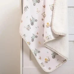Living Textiles - Jersey Sherpa Blanket, Tractor Ride