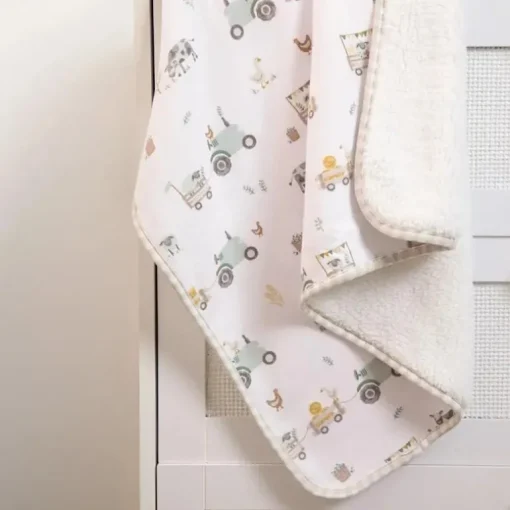 Living Textiles - Jersey Sherpa Blanket, Tractor Ride