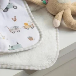 Living Textiles - Jersey Sherpa Blanket, Tractor Ride