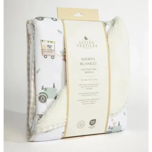 Living Textiles - Jersey Sherpa Blanket, Tractor Ride