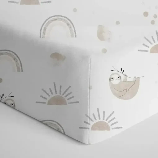 Living Textiles - Lençol de berço 100% algodão Jersey, Rainbow Sloth