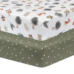 Living Textiles - Lençol justo em jersey de algodão, manchas verde-oliva