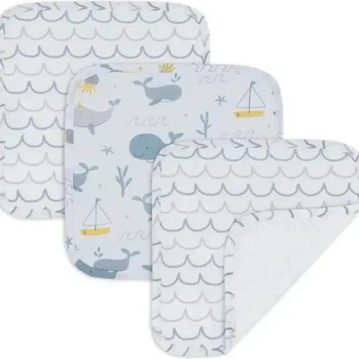 Living Textiles - Panos de lavagem de musselina Whale Of A Time 3Pk