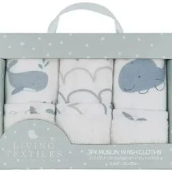 Living Textiles - Panos de lavagem de musselina Whale Of A Time 3Pk