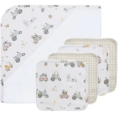 Living Textiles - 5Pc Bath Gift Set, Tractor Ride