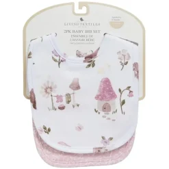 Living Textiles - 2Pk Bib Set, Mushroom House