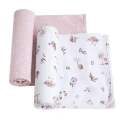 Living Textiles - 2Pk Jersey Swaddle, Mushroom House
