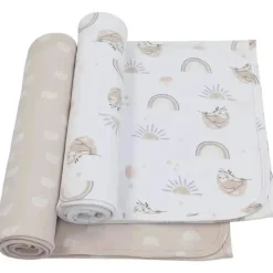 Living Textiles - 2Pk Rainbow Sloth Jersey Swaddle