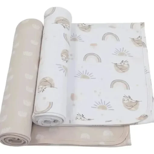Living Textiles - 2Pk Rainbow Sloth Jersey Swaddle