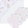 Living Textiles - Toalha com capuz para bebê, conjunto de presente de banho com 5 peças, Fly Away, rosa
