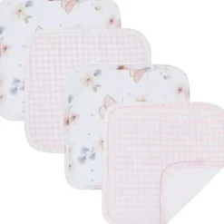 Living Textiles - Toalha com capuz para bebê, conjunto de presente de banho com 5 peças, Fly Away, rosa