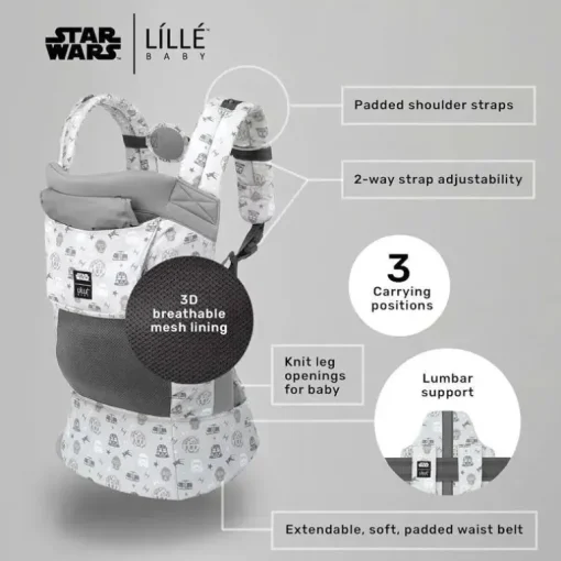 Líllé Baby - bagagem de mão ergonômica 3 em 1 para crianças de 25 a 60 libras, Disney's Star Wars, Galaxy Far Far Away